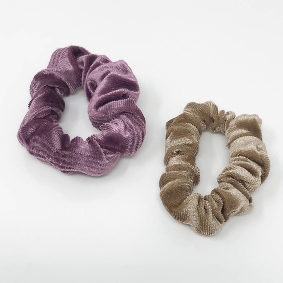 One Magnolia Accessories - Bundle of 2 Mini Velvet Scrunchies Hair Bands
